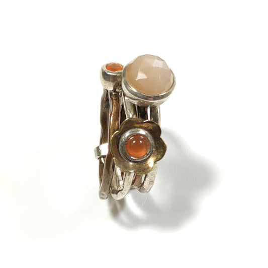 Anello con pietra in argento 925ANELLO artigianalePietra di Luna,Corniola | ANELLI ARGENTO