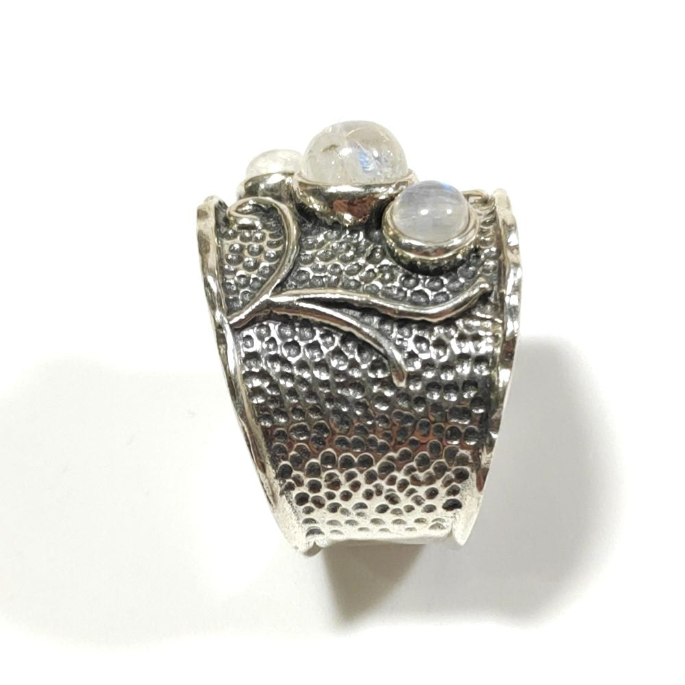 Anello con pietra in argento 925 Pietra di Luna – fascia alta in argento