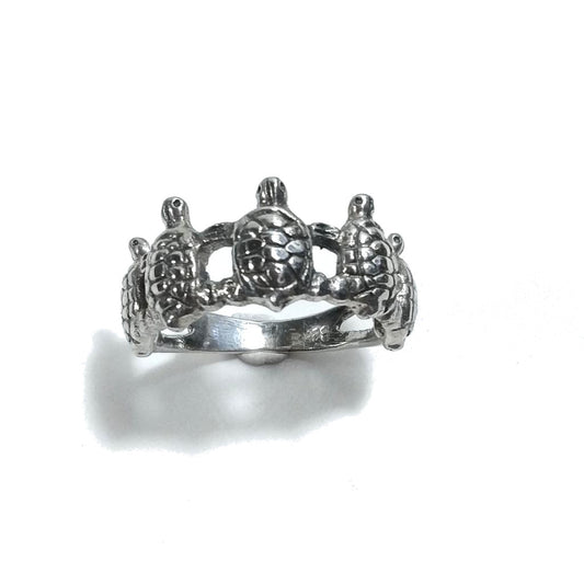 Anello fascia in argento 925 con tartaruga - NANAN