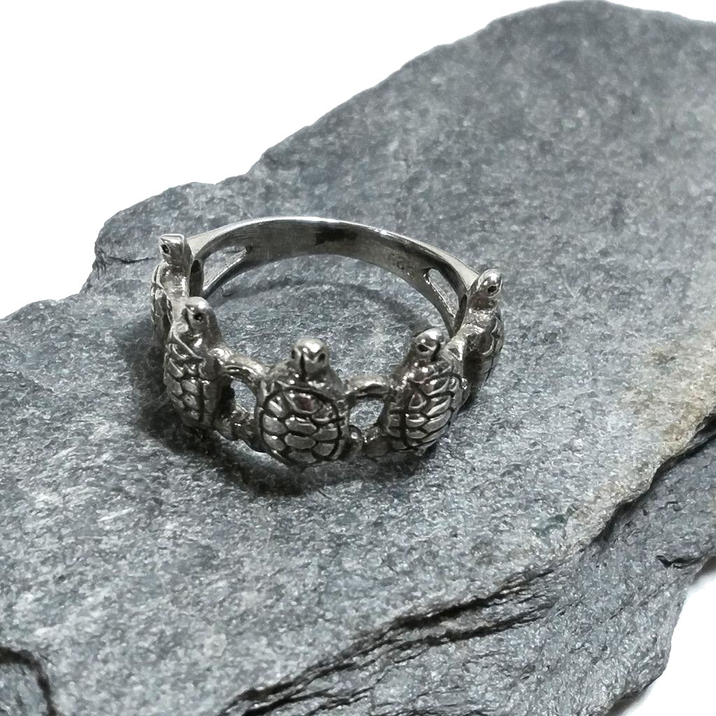 Anello fascia in argento 925 con tartaruga - NANAN