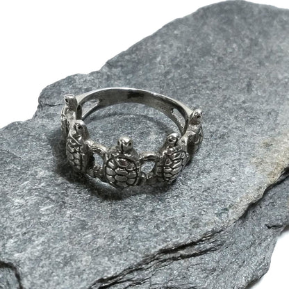 Anello fascia in argento 925 con tartaruga - NANAN