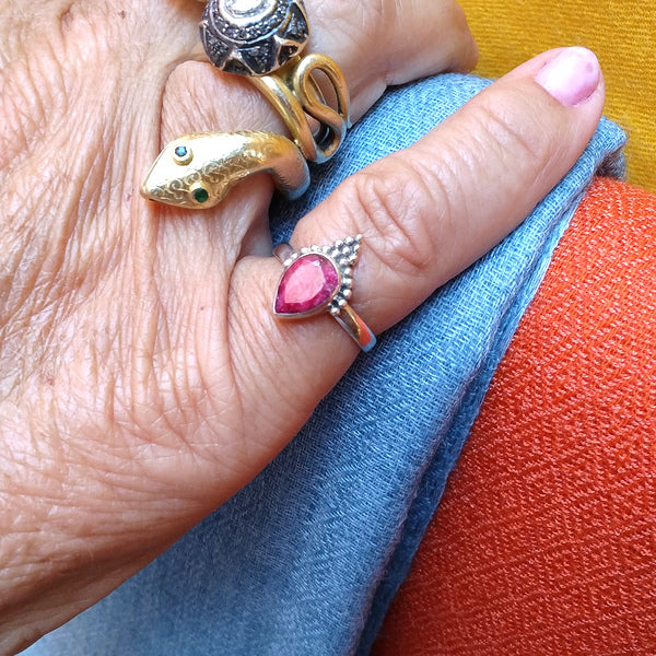 Anello ETNICO AAHNA con pietra in argento 925 con Pietra | GIOIELLI ETNICI