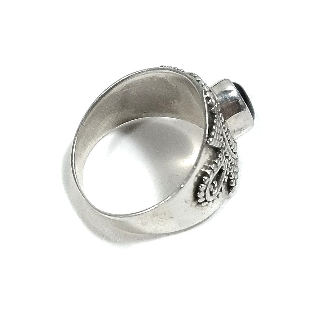 Anello fascia in argento 925 ANELLO artigianale Onice nero | ANELLI ARGENTO