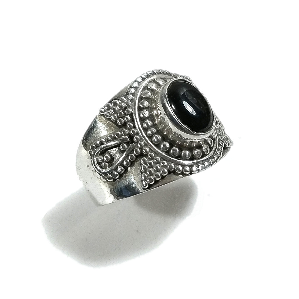 Anello fascia in argento 925 ANELLO artigianale Onice nero | ANELLI ARGENTO