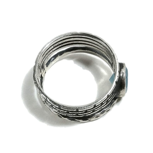 Anello fascia in argento 925 ANELLO artigianale Onice nero Calcedonio | ANELLI ARGENTO
