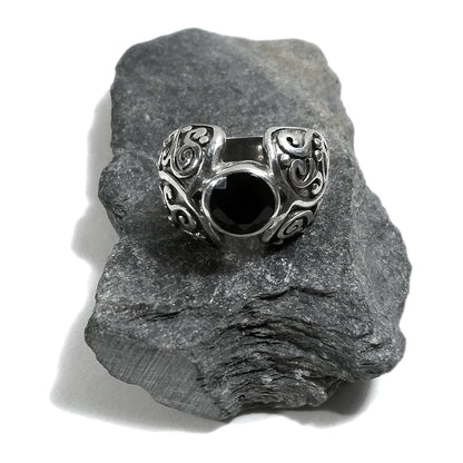 Anello CUORE in argento 925 ANELLO artigianale Onice nero