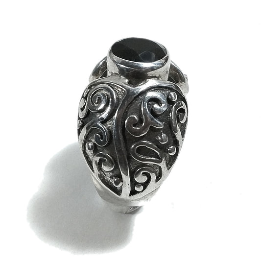 Anello CUORE in argento 925 ANELLO artigianale Onice nero