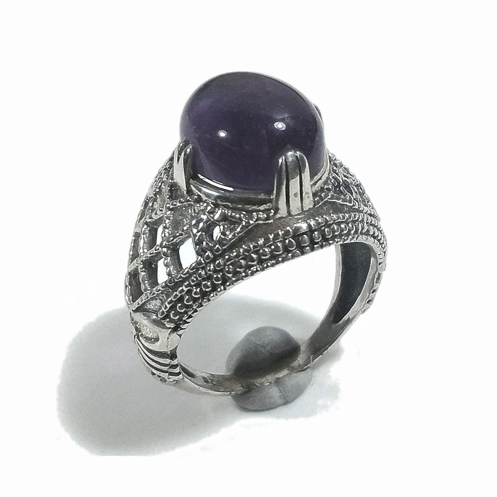 Anello fascia in argento 925 ANELLO artigianale Ametista, Lapislazzuli | ANELLI ARGENTO