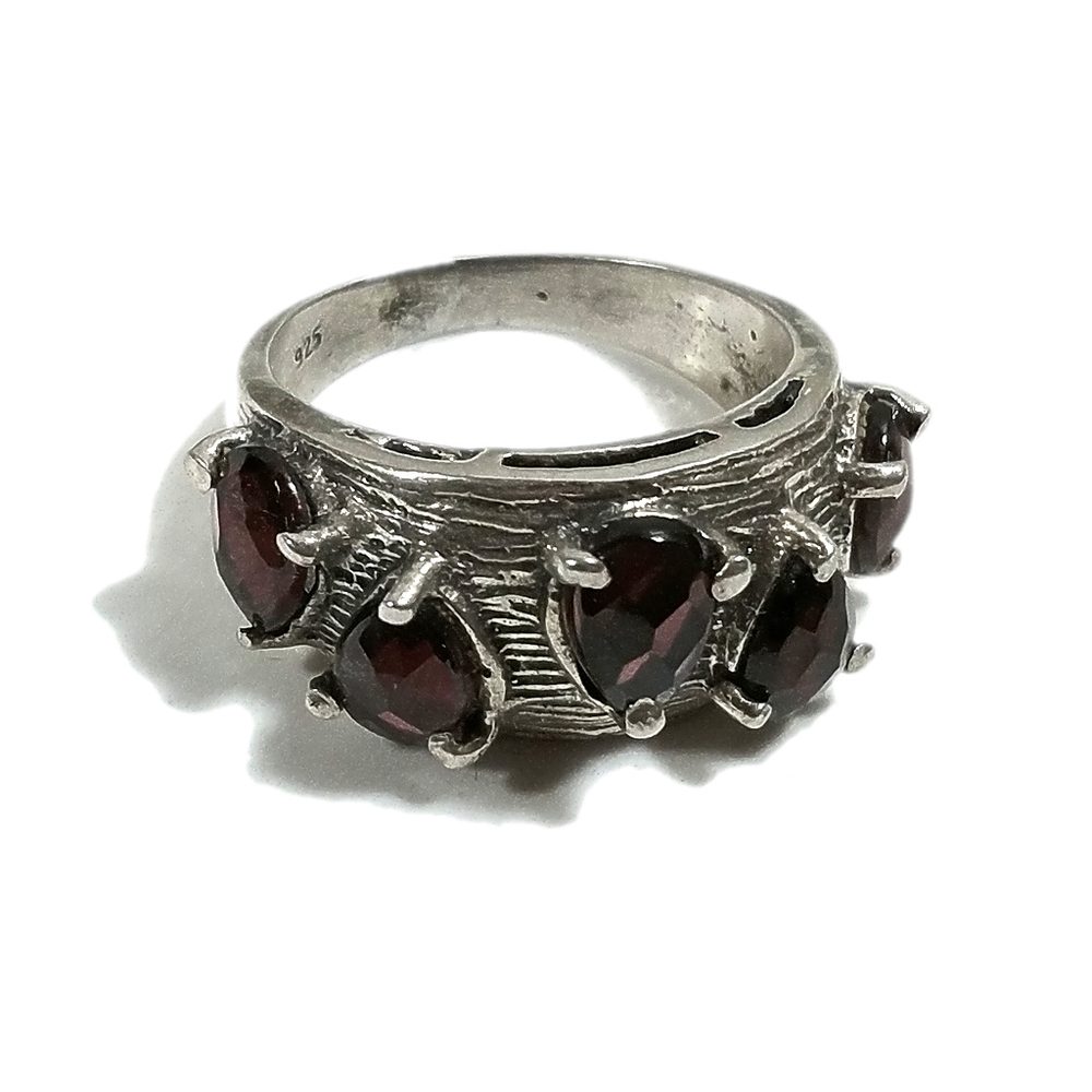 Anello fascia in argento 925 ANELLO artigianale Granato | ANELLI ARGENTO