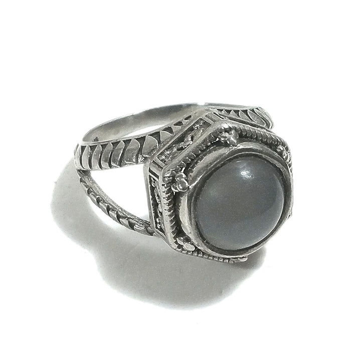 Anello fascia in argento 925 ANELLO artigianale Pietra di luna, Radice di rubino | ANELLI ARGENTO