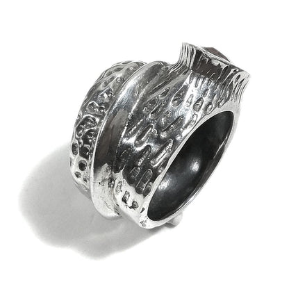 Anello fascia in argento 925 ANELLO artigianale Radice di rubino | ANELLI ARGENTO