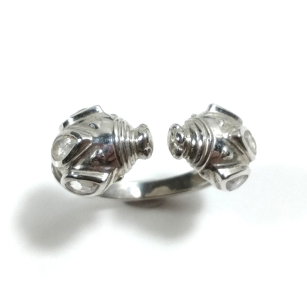 Anello contrariè in argento 925 con pietra - AMELIA