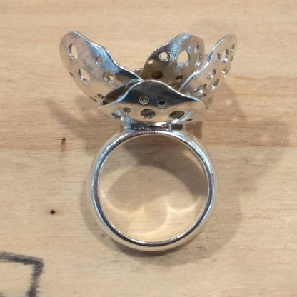 Anello argento fiore