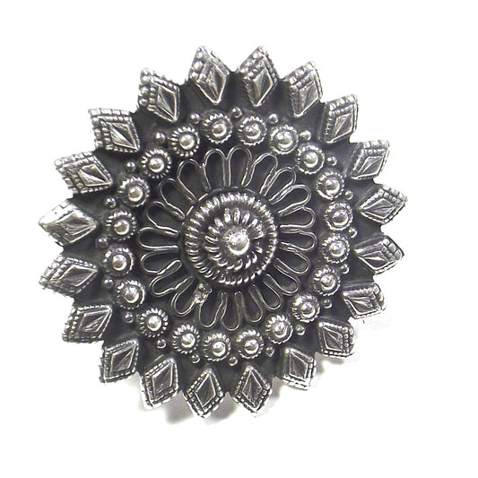 Anello etnico grande in argento a FIORE del deserto