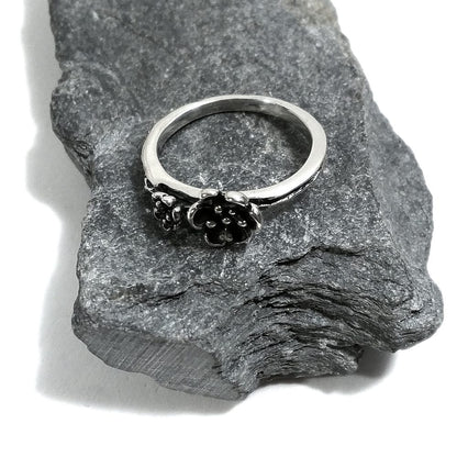 Anello in argento 925 a forma di FIORI VINTAGE| argento brunito sovrapponibile