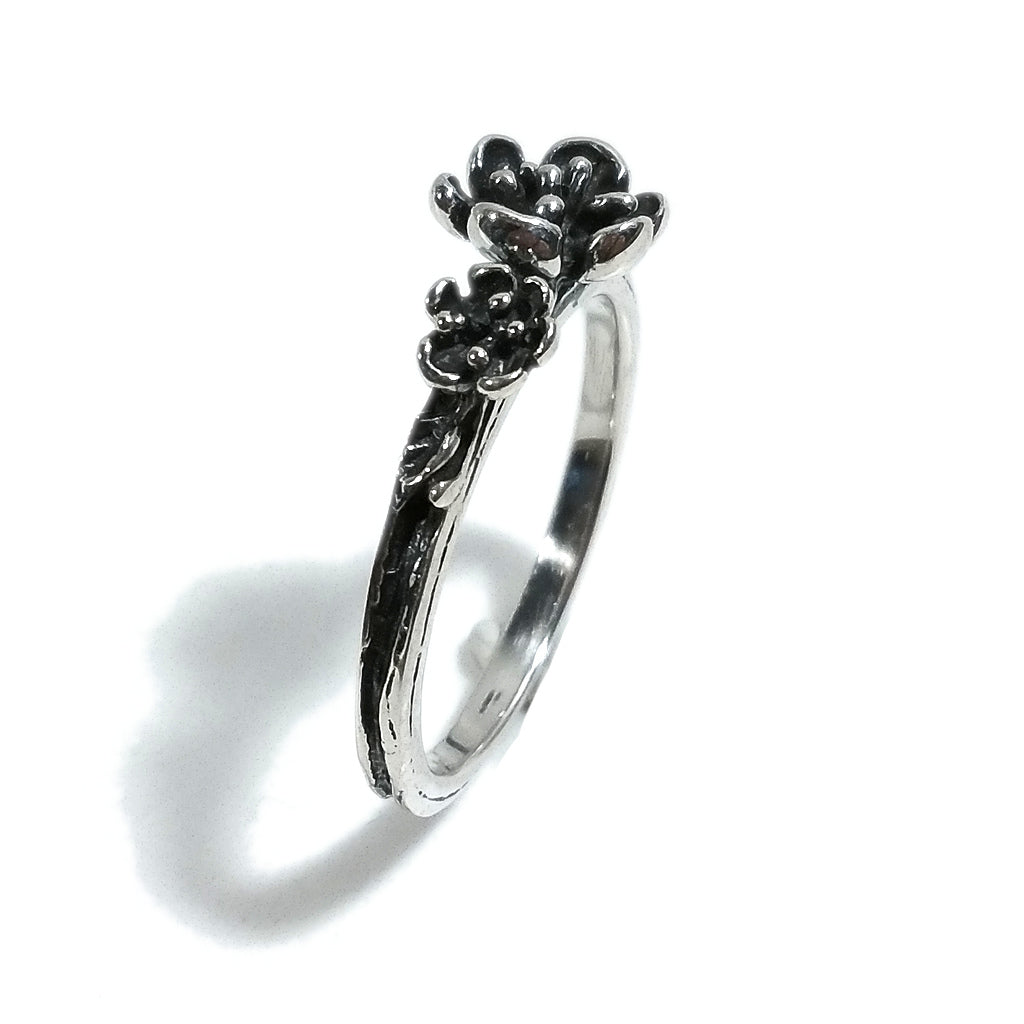 Anello in argento 925 a forma di FIORI VINTAGE| argento brunito sovrapponibile