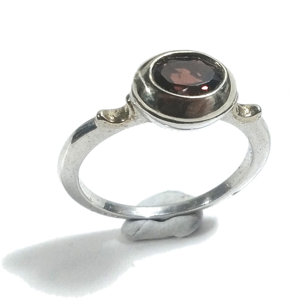 Anello fascia etnica in argento 925 ANELLO artigianale con Granato | ANELLI ARGENTO