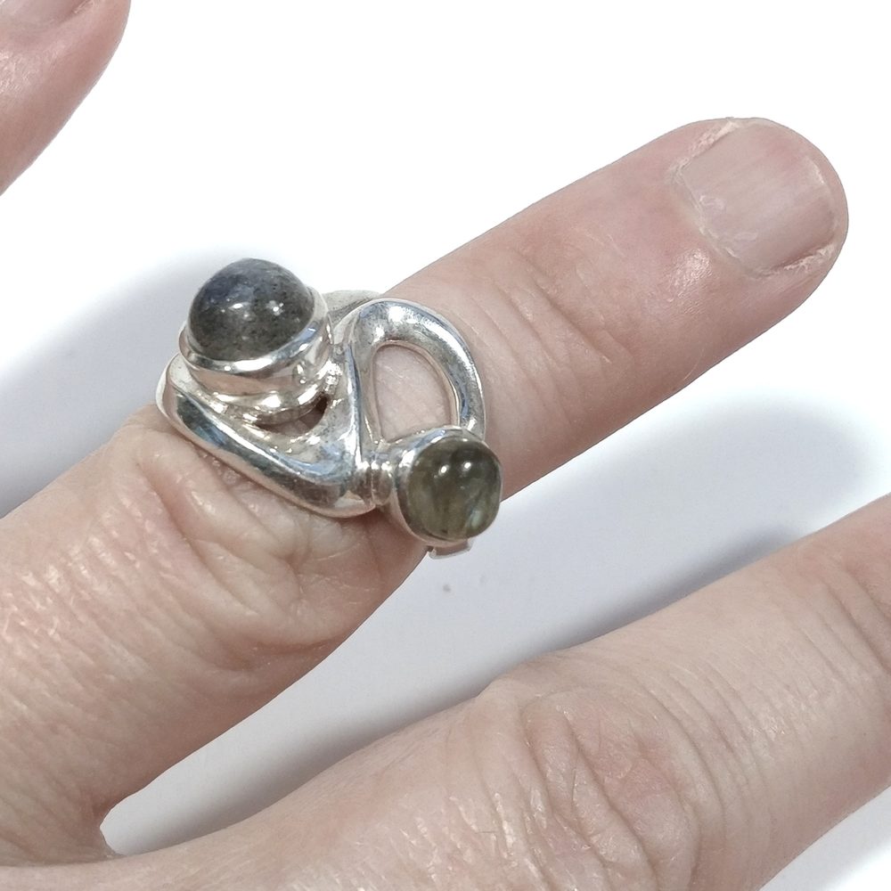 Anello con pietra in argento 925 ANELLO artigianale Labradorite | GIOIELLI IN ARGENTO – immagine3