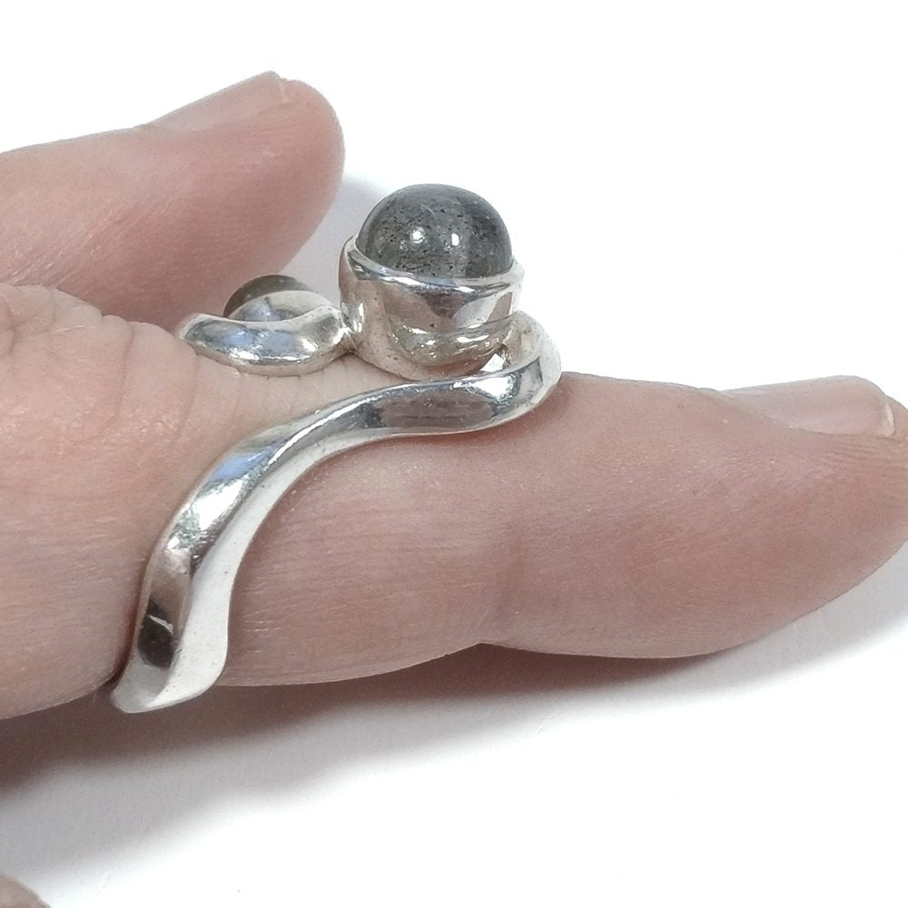 Anello con pietra in argento 925 ANELLO artigianale Labradorite | GIOIELLI IN ARGENTO – immagine2