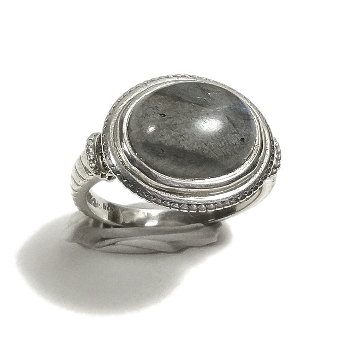 ANELLO artigianale in argento 925 con Pietra di Luna - Labradorite | GIOIELLI CON PIETRE