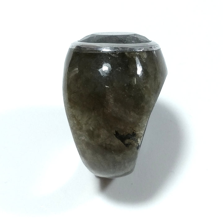 Anello con pietra in argento antico con Labradorite Quarzo rutilato | FIORE
