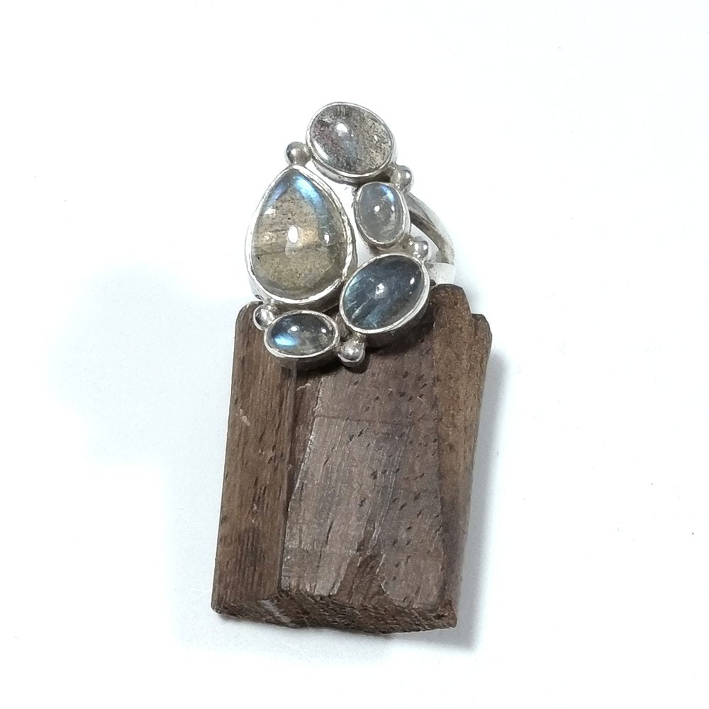 Anello con pietra in argento 925 ANELLO artigianale Labradorite | GIOIELLI IN ARGENTO