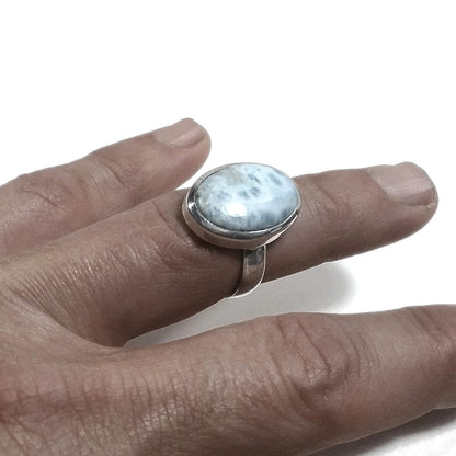 Anello fascia in argento 925 ANELLO artigianale con Larimar | ANELLI ARGENTO