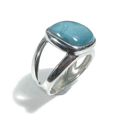 Anello fascia in argento 925 ANELLO artigianale con Larimar | ANELLI ARGENTO