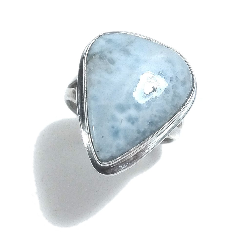 Anello fascia in argento 925 ANELLO artigianale con Larimar | ANELLI ARGENTO