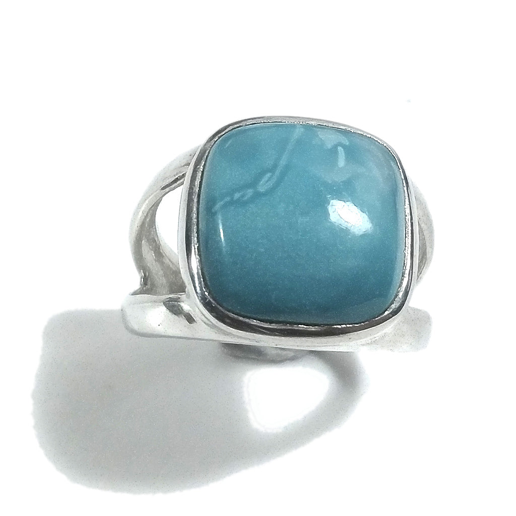 Anello fascia in argento 925 ANELLO artigianale con Larimar | ANELLI ARGENTO