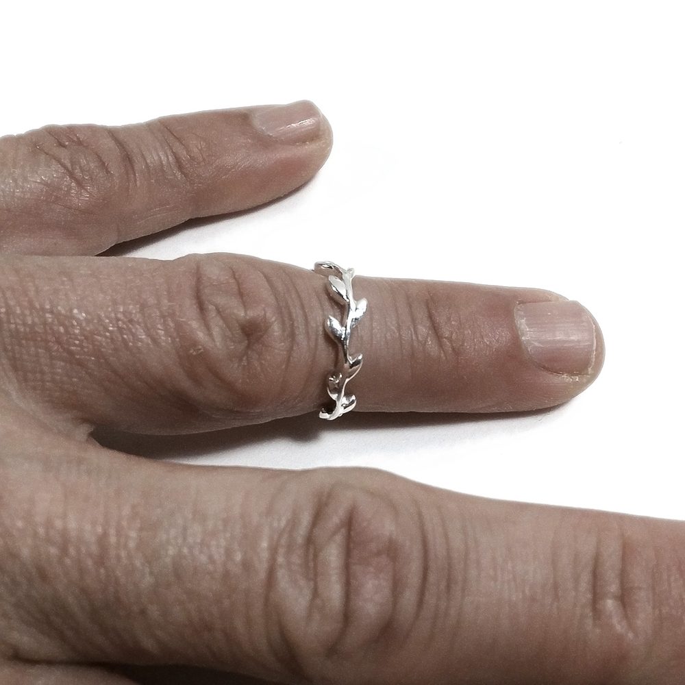 Anello in argento 925 a forma di fascia foglie di alloro| argento sovrapponibile