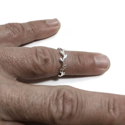 Anello in argento 925 a forma di fascia foglie di alloro| argento sovrapponibile