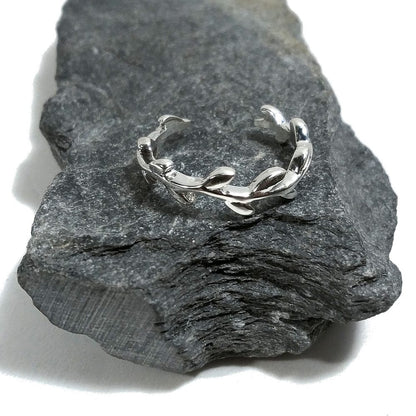 Anello in argento 925 a forma di fascia foglie di alloro| argento sovrapponibile