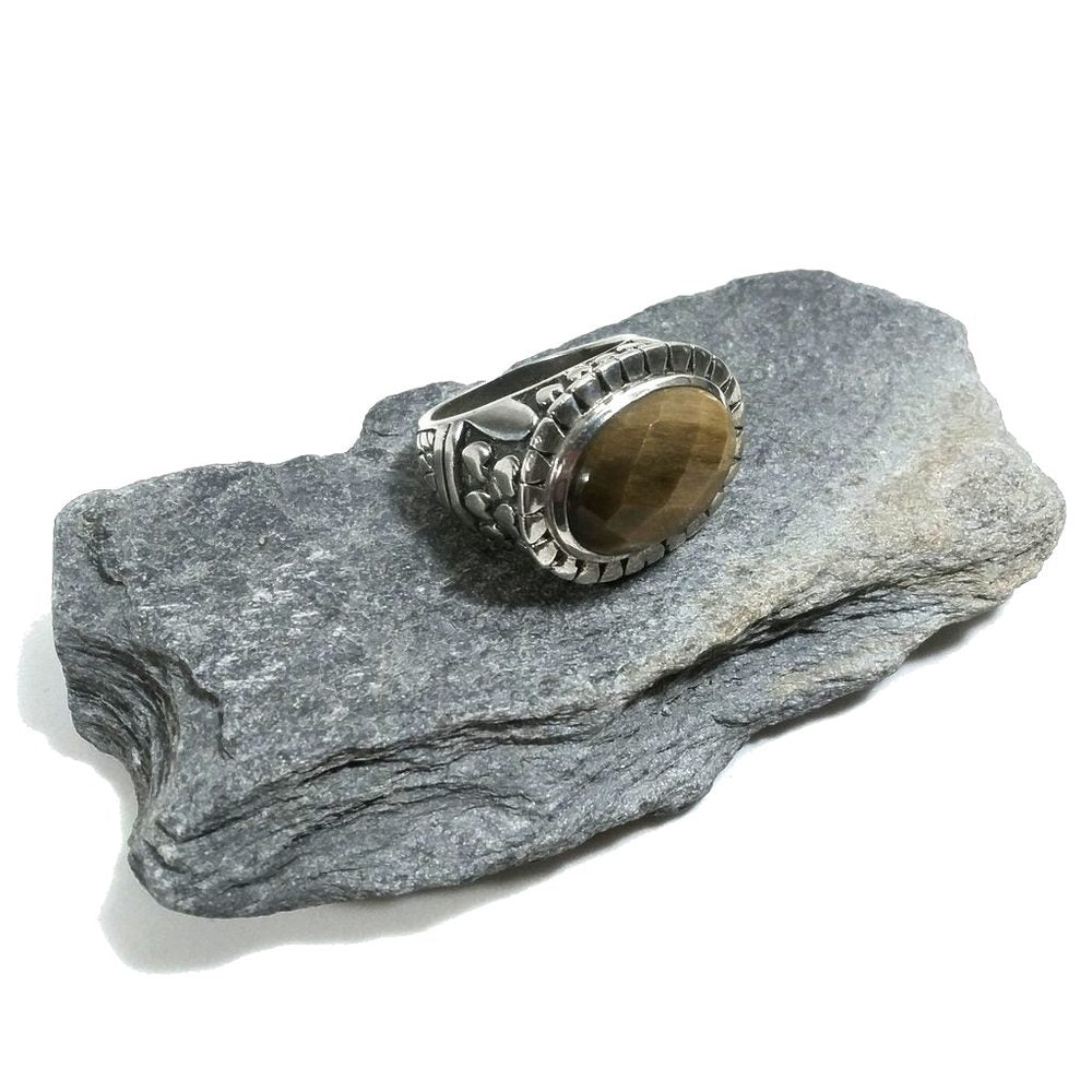 ANELLO etnico in argento 925 con Occhio di tigre | Gioielli etnici | Cuore