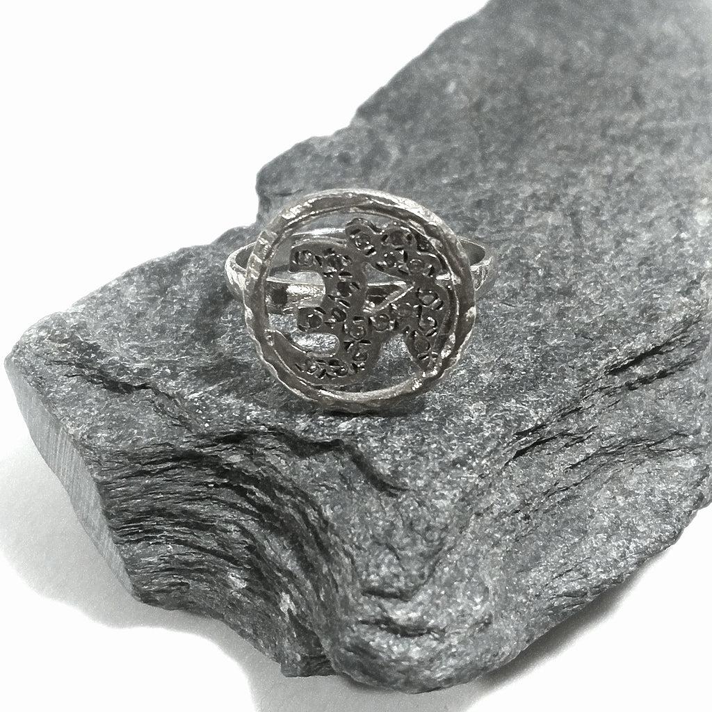 Anello fascia in argento 925 ANELLO etnico OM AUM | Zirconia | ANELLI ARGENTO