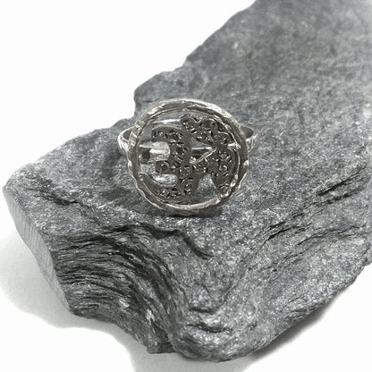 Anello fascia in argento 925 ANELLO etnico OM AUM | Zirconia | ANELLI ARGENTO