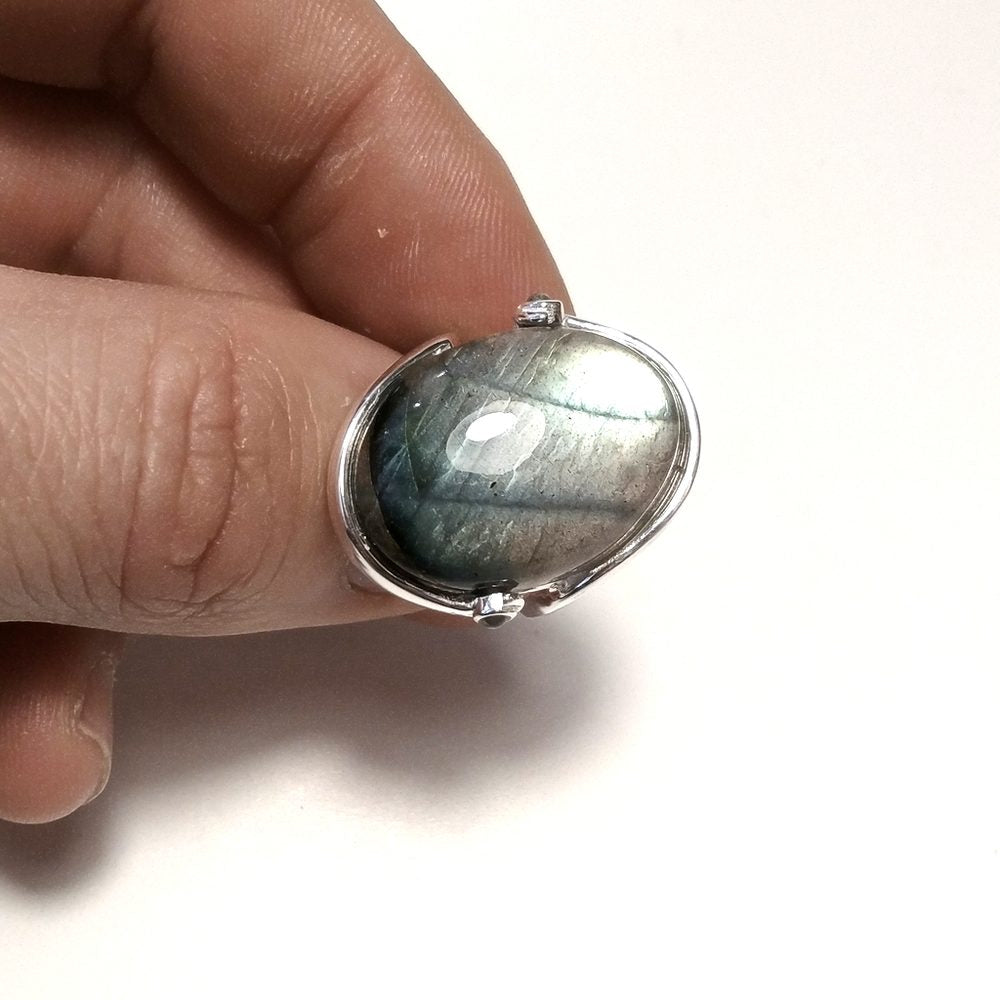 ANELLO artigianale in argento 925 con Labradorite | GIOIELLI CON PIETRE