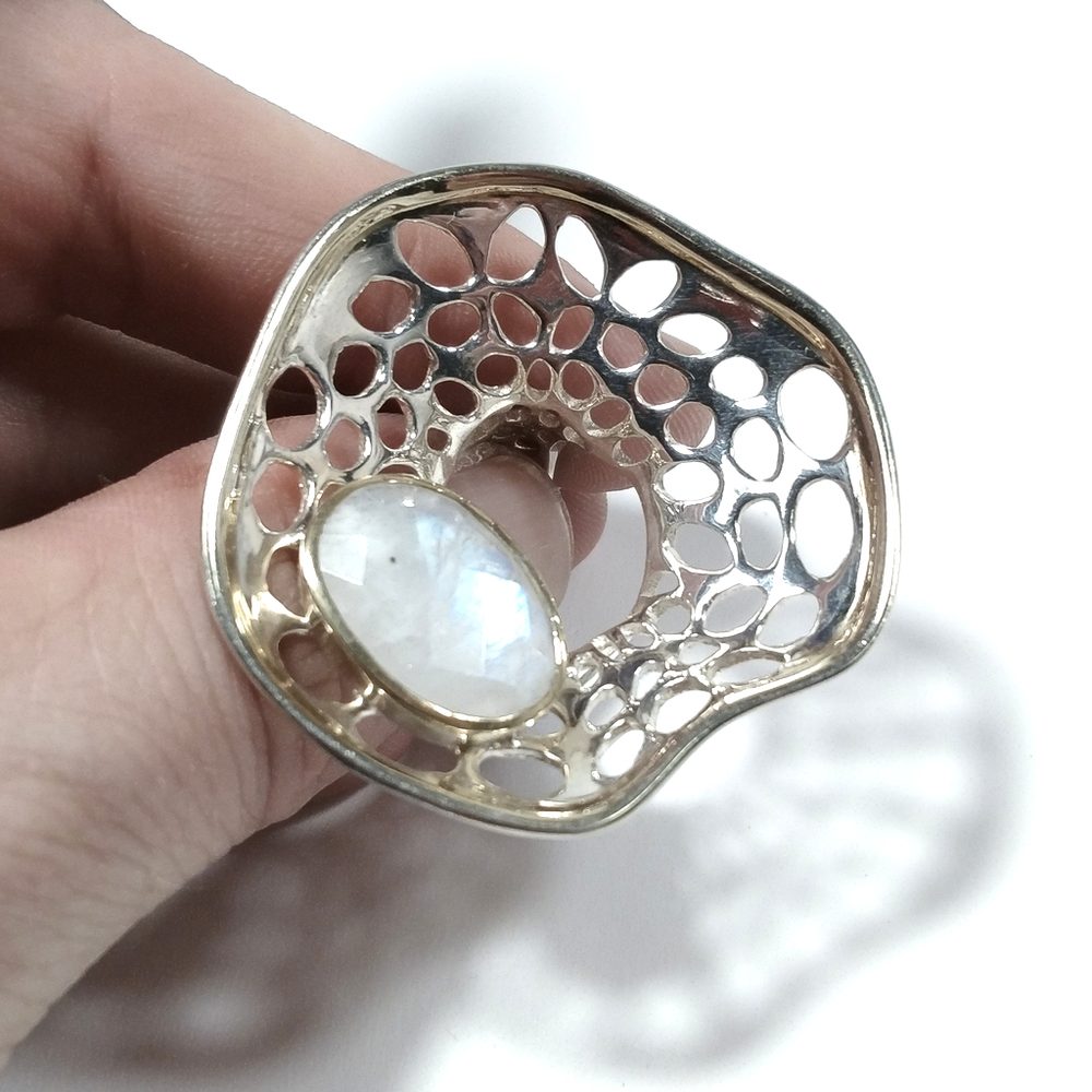 Anello con pietra in argento 925 ANELLO artigianale Pietra di Luna | GIOIELLI IN ARGENTO