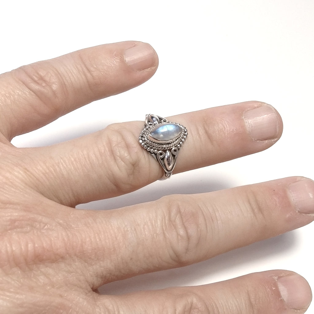 ANELLO artigianale in argento 925 con Pietra di Luna , Granato , Ametista | GIOIELLI CON PIETRE