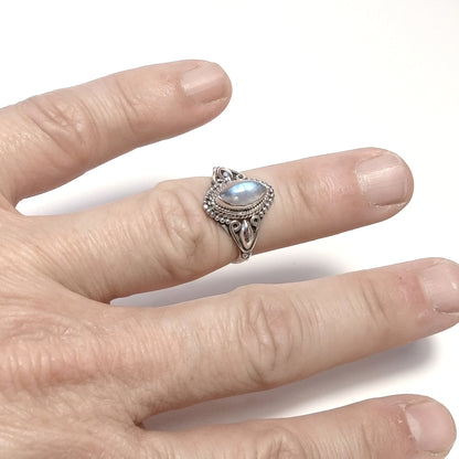 ANELLO artigianale in argento 925 con Pietra di Luna , Granato , Ametista | GIOIELLI CON PIETRE