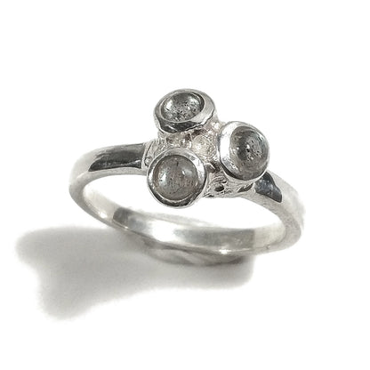 Anello con pietra in argento 925 con Topazio azzurro, Ametista , Quarzo fumè | GIOIELLI IN ARGENTO