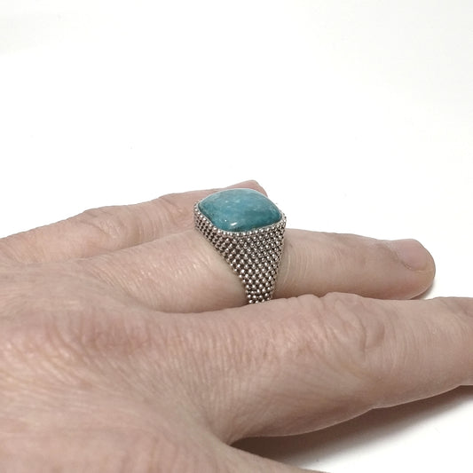 Anello con pietra in argento 925 con Amazzonite | GIOIELLI IN ARGENTO