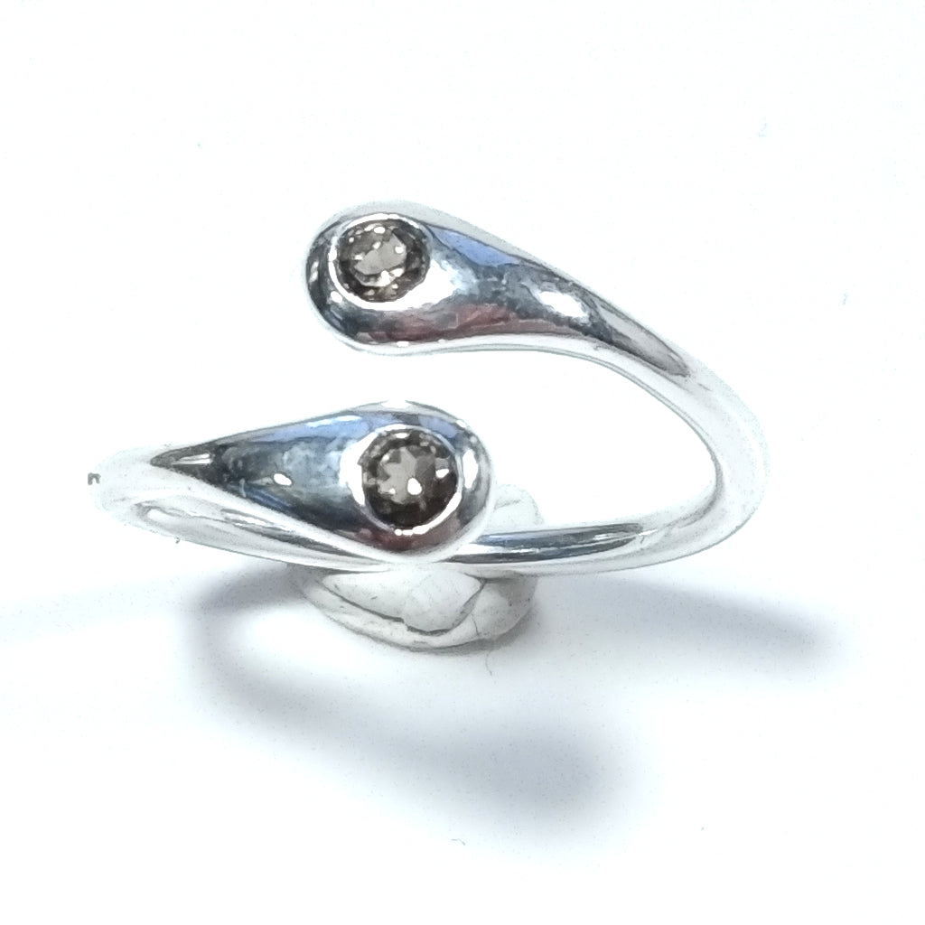 Anello contrariè in argento 925 ANELLO artigianale Quarzo fumè | GIOIELLI IN ARGENTO