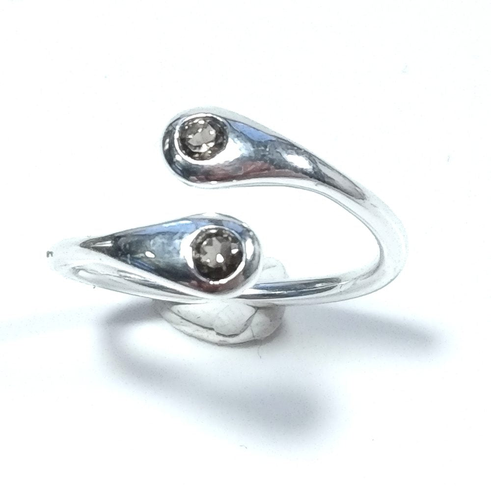 Anello contrariè in argento 925 ANELLO artigianale Quarzo fumè | GIOIELLI IN ARGENTO