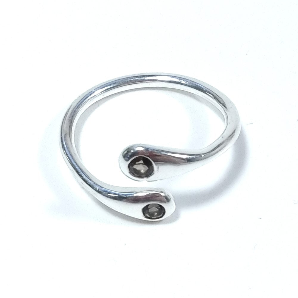 Anello contrariè in argento 925 ANELLO artigianale Quarzo fumè | GIOIELLI IN ARGENTO