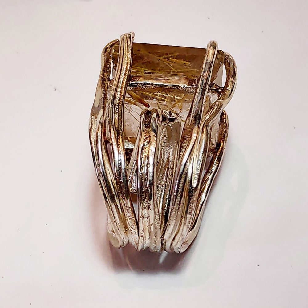 Anello rutilato e argento