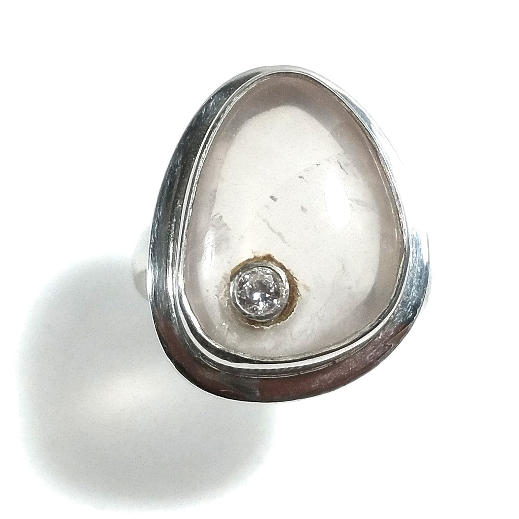 ANELLO artigianale in argento 925 con quarzo rosa | Gioielli contemporanei