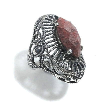 Anello BAROCCO in argento 925 ANELLO artigianale Radice di rubino | ANELLI ARGENTO