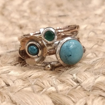 Anello fascia in argento 925 ANELLO artigianale con pietra – immagine1