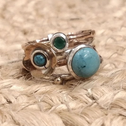Anello fascia in argento 925 ANELLO artigianale con pietra – immagine1